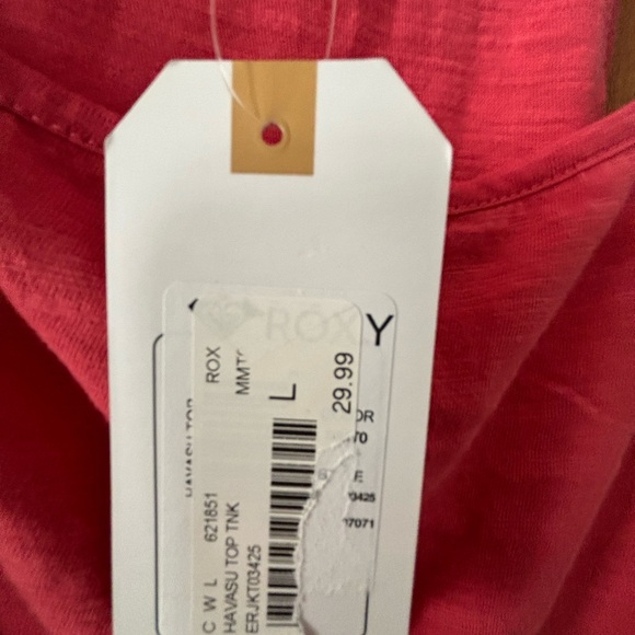 Roxy Havasu Slub Pink Cotton Jersey Peplum Cami Top Size Large - Picture 5 of 5